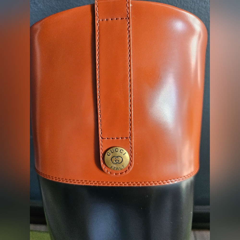 GUCCI Aria Horsebit Harness Leather GG Logo Knee High Riding Boot Sz 38 /US8 NEW - Picture 3 of 8